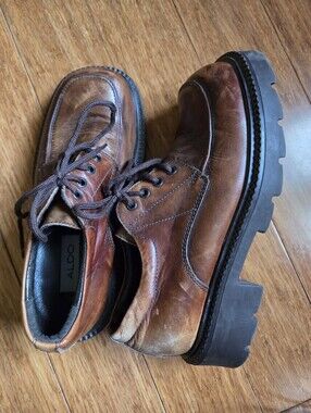 Vintage Aldo Chunky Leather Lug Sole Oxfords EU 40 Y2K Grunge Dark Academia